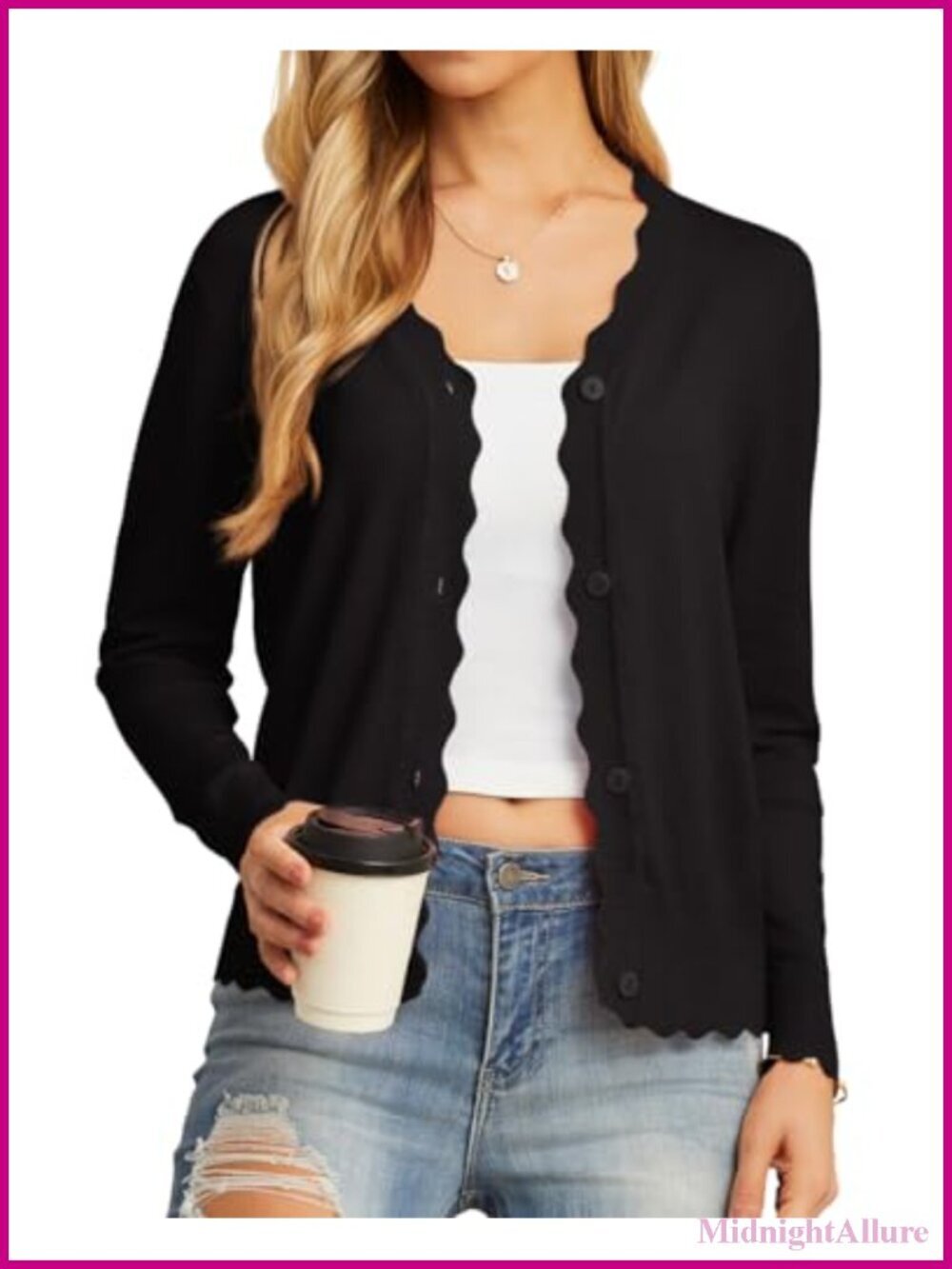 Long Sleeve V-Neck Button Down Cardigan Knit Shrugs Sweater